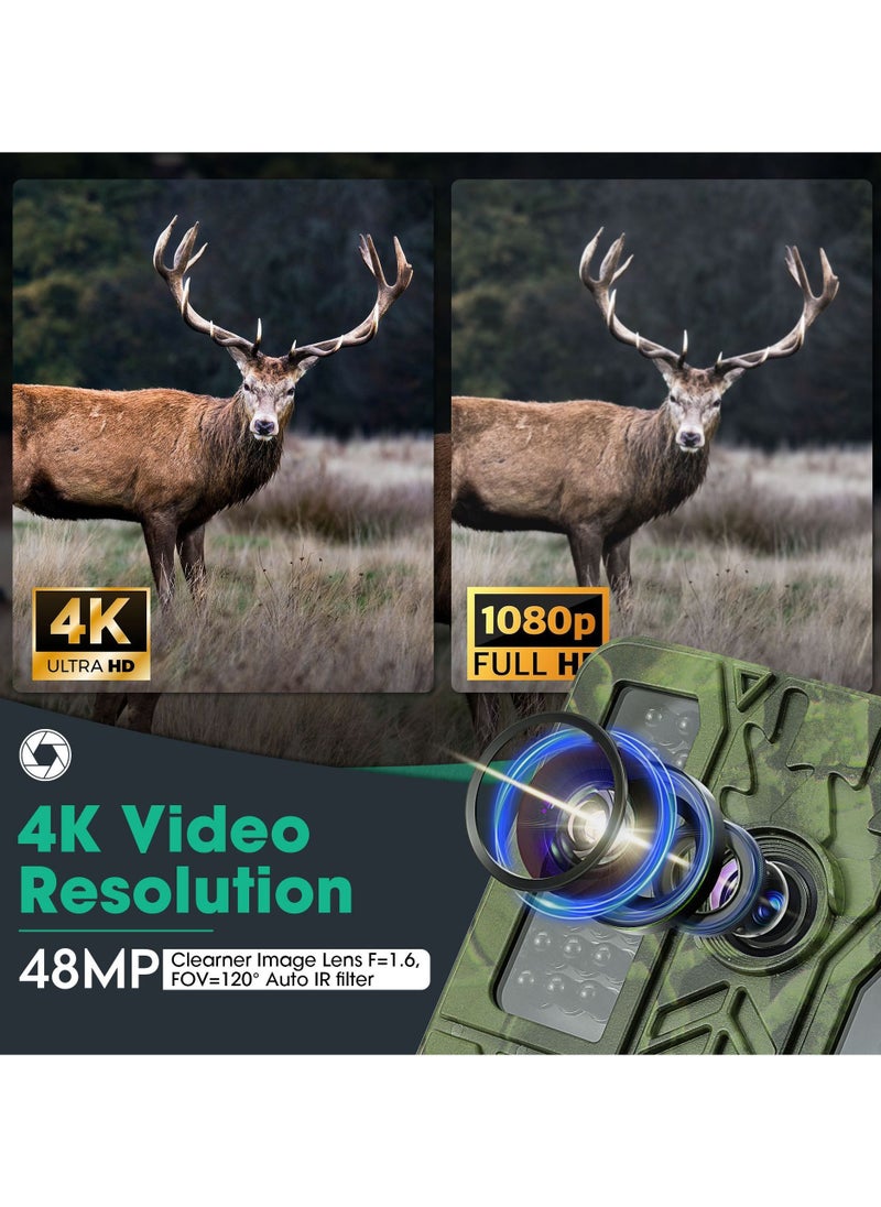 Trail Camera, 4K 48MP WiFi Hunting Game Camera, 0.2s Trigger Time Deer Trail Camera, Infrared Night Vision IP67 Waterproof Wireless Wide Angle Trail Camera, for Outdoor Wildlife Monitoring - pzsku/ZD6CAA8D48B3B9891BBC1Z/45/_/1728369559/061891fa-e347-4e41-86ea-40c62a1b3670