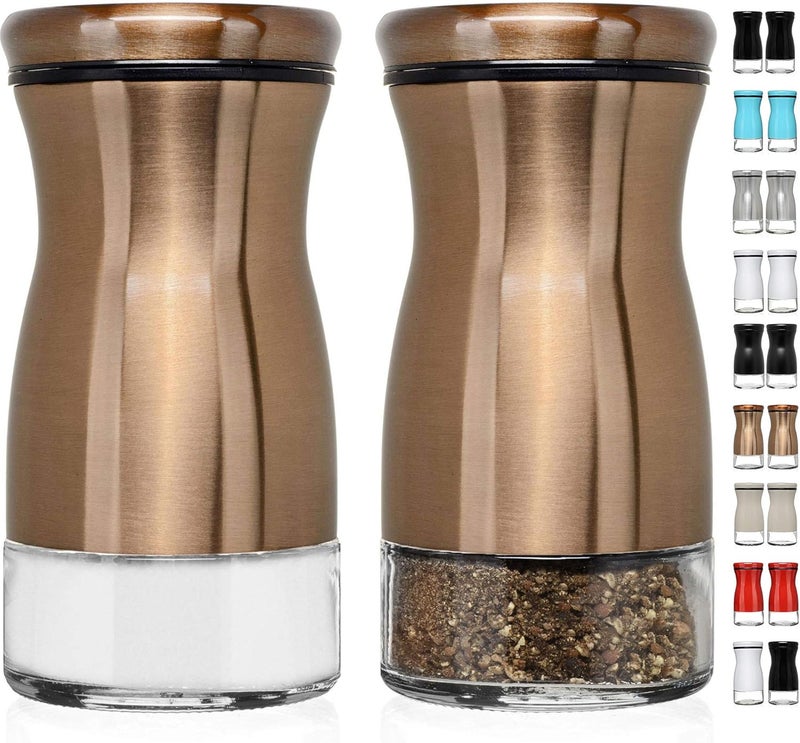 CHEFVANTAGE Salt and Pepper Shakers Set with Adjustable Pour Holes by - Bronze - Image 1