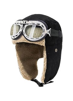 Vintage Aviator Hat and Goggles Costume Accessories Fur Ear Flaps Trooper Trapper Pilot Cap for Men Women