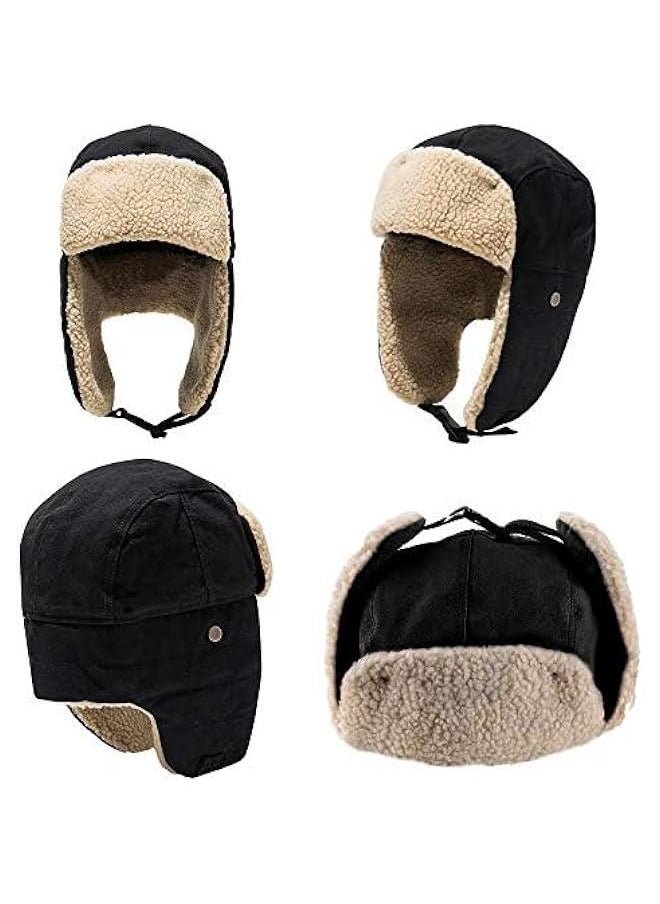 Generic - Vintage Aviator Hat and Goggles Costume Accessories Fur Ear Flaps Trooper Trapper Pilot Cap for Men Women - Image 1