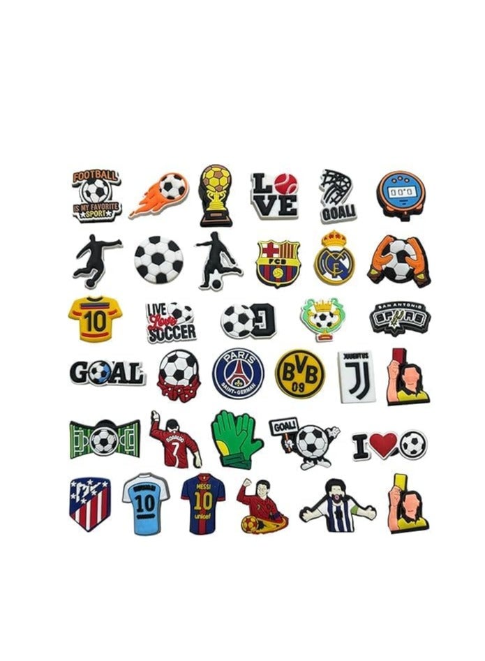 Sylqvxh 34PCS Soccer Charms for Shoes, Football Sports Decoration Adults Children, Cartoon Shoe Decoration Charms - Image 1