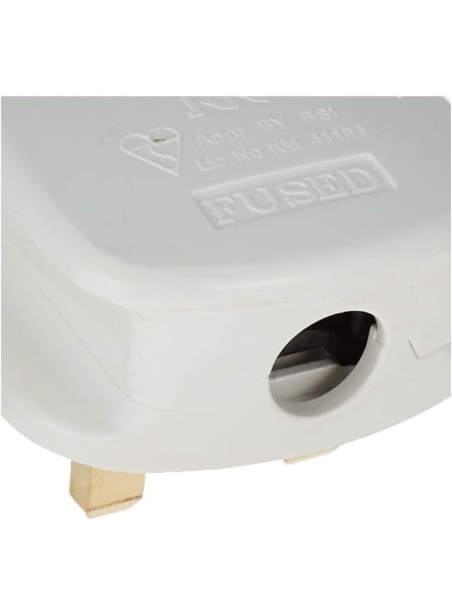 13A Top Plug 3 Pin Fused ~ White Pack Of 4  - Image 3
