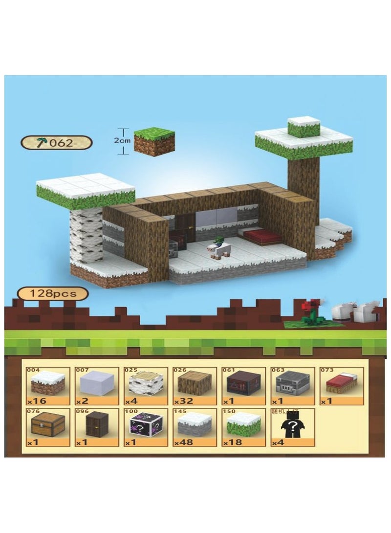 AirYoung 128 قطعة من مكعبات البناء المغناطيسية، بلاط مغناطيسي للأطفال، مجموعة مكعبات مغناطيسية، بناء عوالم مغناطيسية من المناجم، ألعاب مغناطيسية تعليمية، هدايا ألعاب مغناطيسية للأولاد والبنات - Image 1