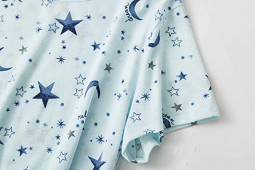 PNAEONG 3 Pack Women's Cotton Nightgown Sleepwear Short Sleeves Shirt Casual Print Sleepdress SY003-Paisley+Purple+Star-3XL - Image 5