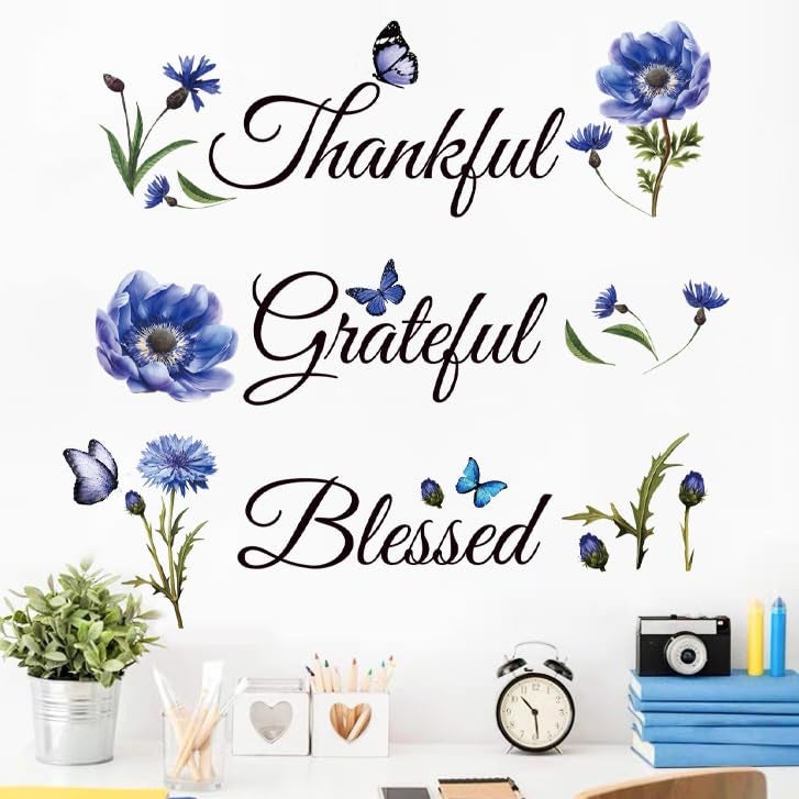 Casa Decor Inspirational Sticker Quote Grateful Thankful Blessed Removable Peel and Sticker Religious Wall Decor Blessed Wall Sign Inspirational for Kitchen Living Room Dining Room. - Image 3