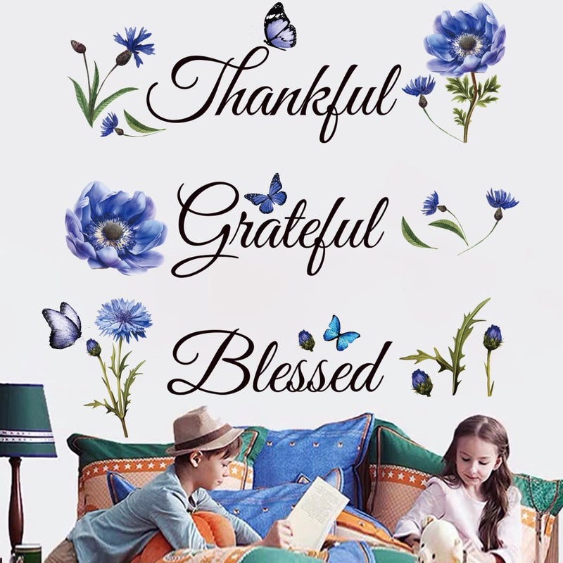 Casa Decor Inspirational Sticker Quote Grateful Thankful Blessed Removable Peel and Sticker Religious Wall Decor Blessed Wall Sign Inspirational for Kitchen Living Room Dining Room. - Image 2