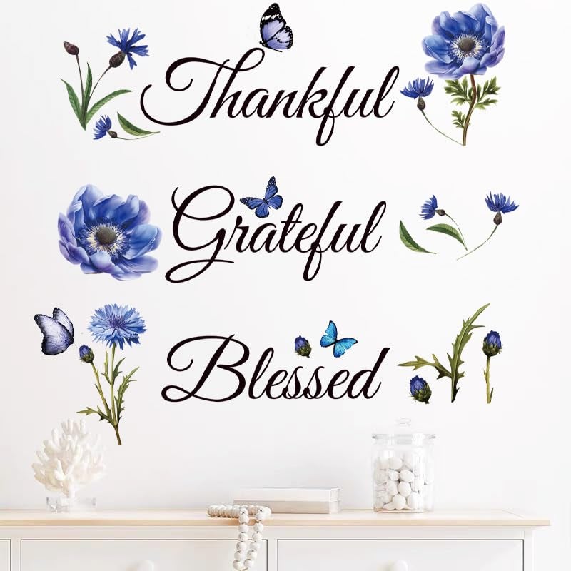 Casa Decor Inspirational Sticker Quote Grateful Thankful Blessed Removable Peel and Sticker Religious Wall Decor Blessed Wall Sign Inspirational for Kitchen Living Room Dining Room. - Image 4