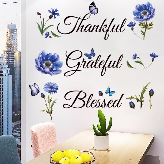 Casa Decor Inspirational Sticker Quote Grateful Thankful Blessed Removable Peel and Sticker Religious Wall Decor Blessed Wall Sign Inspirational for Kitchen Living Room Dining Room. - Image 5
