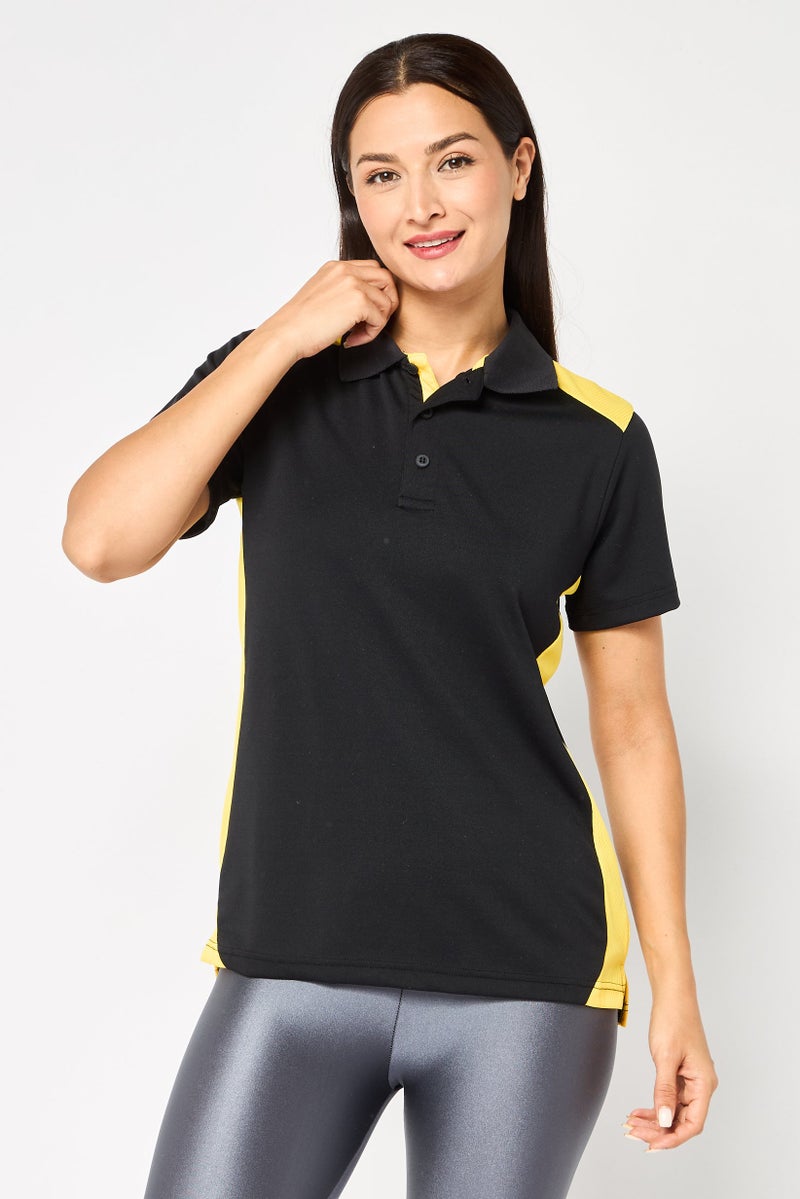 Reebok Women Sportswear Fit Short Sleeve Training Polo Shirt, Black - Image 1