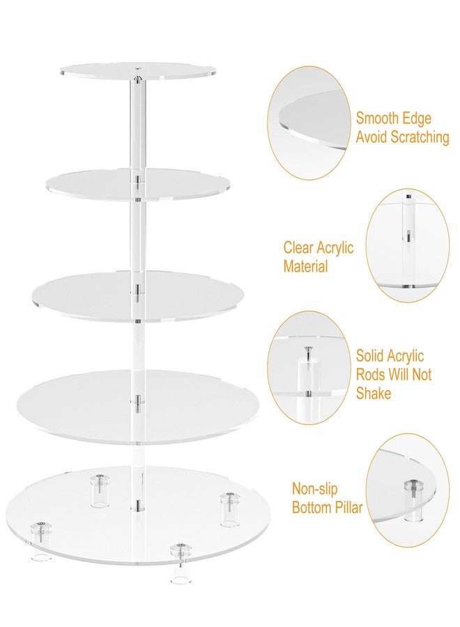 LoveDisplay Acrylic Cupcake Tower Stand For Wedding 5 tiers round with base transparent - Image 5