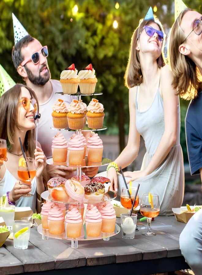 LoveDisplay Acrylic Cupcake Tower Stand For Wedding 5 tiers round with base transparent - Image 2