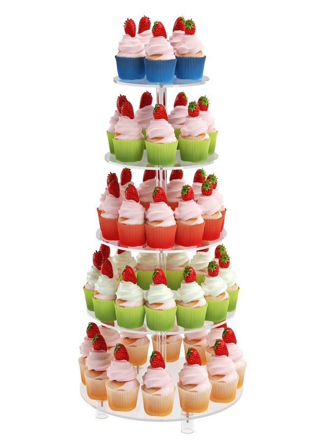 LoveDisplay Acrylic Cupcake Tower Stand For Wedding 5 tiers round with base transparent - Image 1