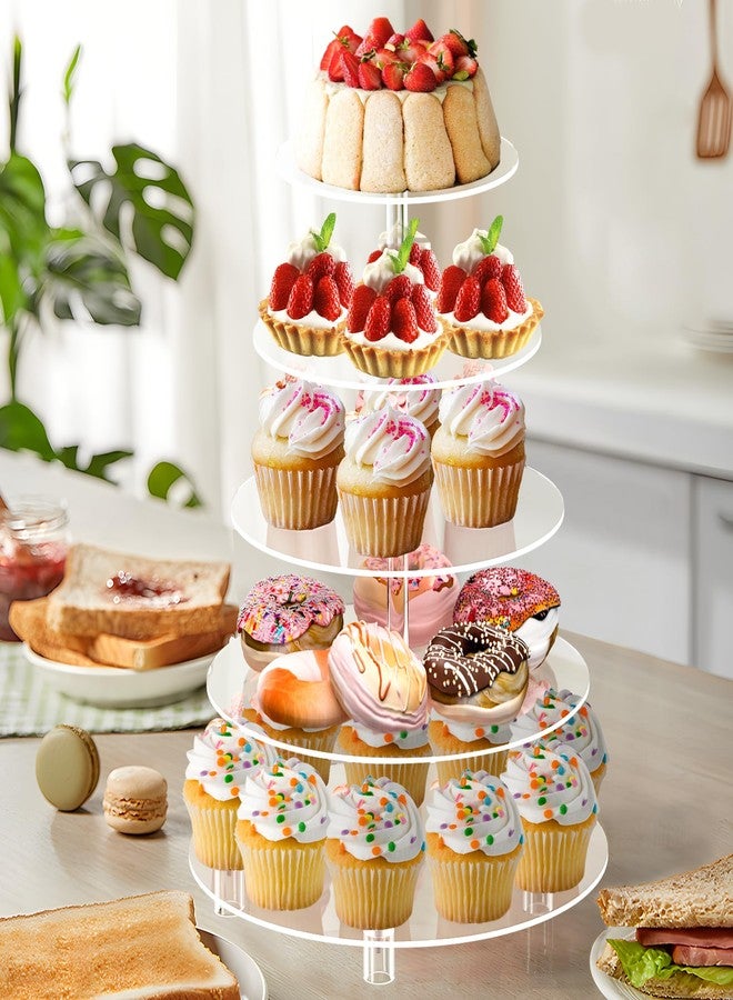 LoveDisplay Acrylic Cupcake Tower Stand For Wedding 5 tiers round with base transparent - Image 4