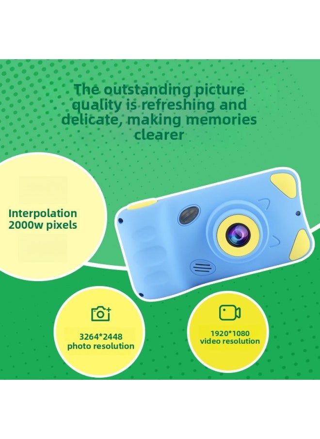 Generic Source Manufacturers Children's Camera HD Large Screen Anti-fall Mini Rabbit Baby Camera Digital Camera-Body Color:A200L HD 4.39 "Screen-Blue  - Image 3