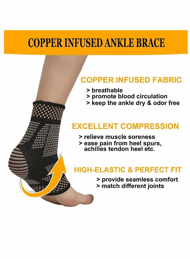 Generic Copper Infused Ankle Brace Compression Support Sleeves for Men and Women - Pain Relief for Plantar Fasciitis, Joint Pain, Achilles Tendonitis, Sprained Ankles - 1 Pair  - Image 4