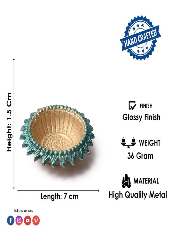 SATVIK STORE مجموعة ساتفيك المكونة من 6 قطع من مصابيح ديا سوريا المعدنية متعددة الألوان على شكل زهرة اللوتس، حامل شموع الشاي، مصباح زيت، ديكور داخلي لعيد الميلاد، مناسب للمنزل، المعبد، البوجان، البوجا، المكتب، المعابد، ديا، هدايا تذكارية هندية لتدفئة المنزل - Image 4