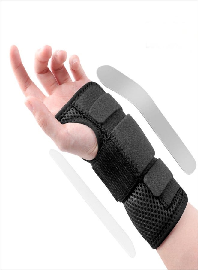 iStabo Carpal Tunnel Wrist Brace, Ergonomic Night Support Hand Brace with 1 Rigid Metal Splint and 1 Flexible Plastic Splint for Arthritis & Tendonitis Relief, Hand Splint Stabilizer for Men Women (Left Hand, Black, Medium) - Image 1