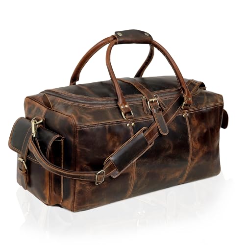 cuero حقيبة سفر دفل كبيرة من الجلد الإيطالي للرجال والنساء - 22 بوصة - Image 1