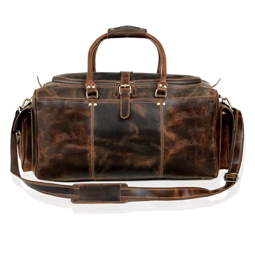 cuero حقيبة سفر دفل كبيرة من الجلد الإيطالي للرجال والنساء - 22 بوصة - Image 2