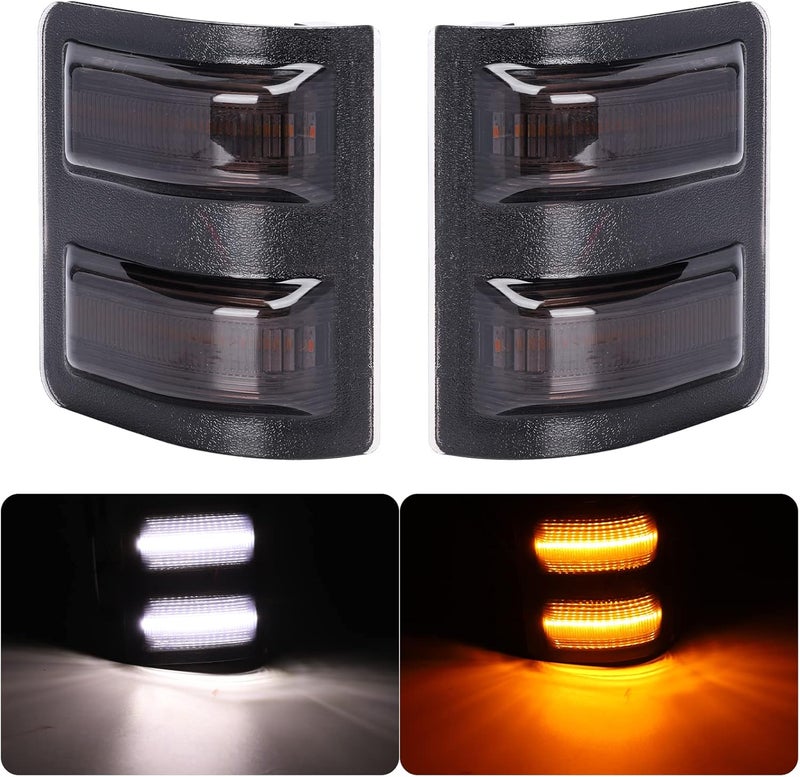 OGATOO Smoked Mirror Lights for 2008-2016 Ford Super Duty - Amber/White LED Turn Signal Side Indicator - Image 1