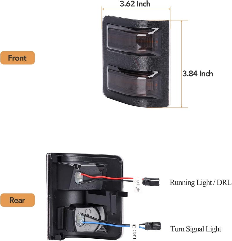 OGATOO Smoked Mirror Lights for 2008-2016 Ford Super Duty - Amber/White LED Turn Signal Side Indicator - Image 3