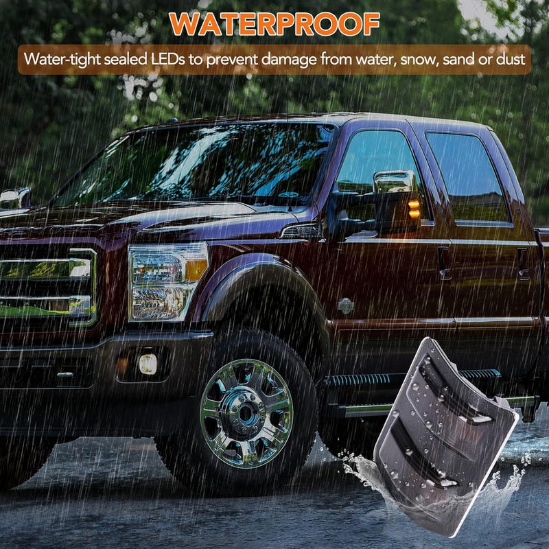 OGATOO Smoked Mirror Lights for 2008-2016 Ford Super Duty - Amber/White LED Turn Signal Side Indicator - Image 5