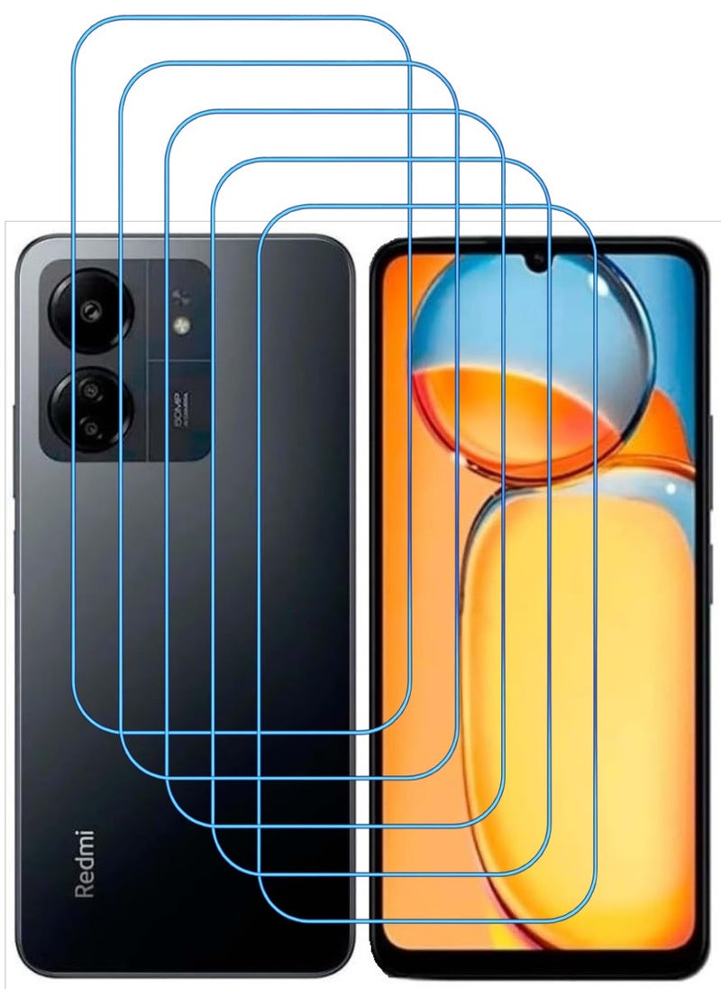 ACLIX 5 Pieces Antistatic ESD Dustproof Premium Quality High Definition Clear Tempered Glass Screen Protector Designed For Xiaomi Redmi 13C - Image 1