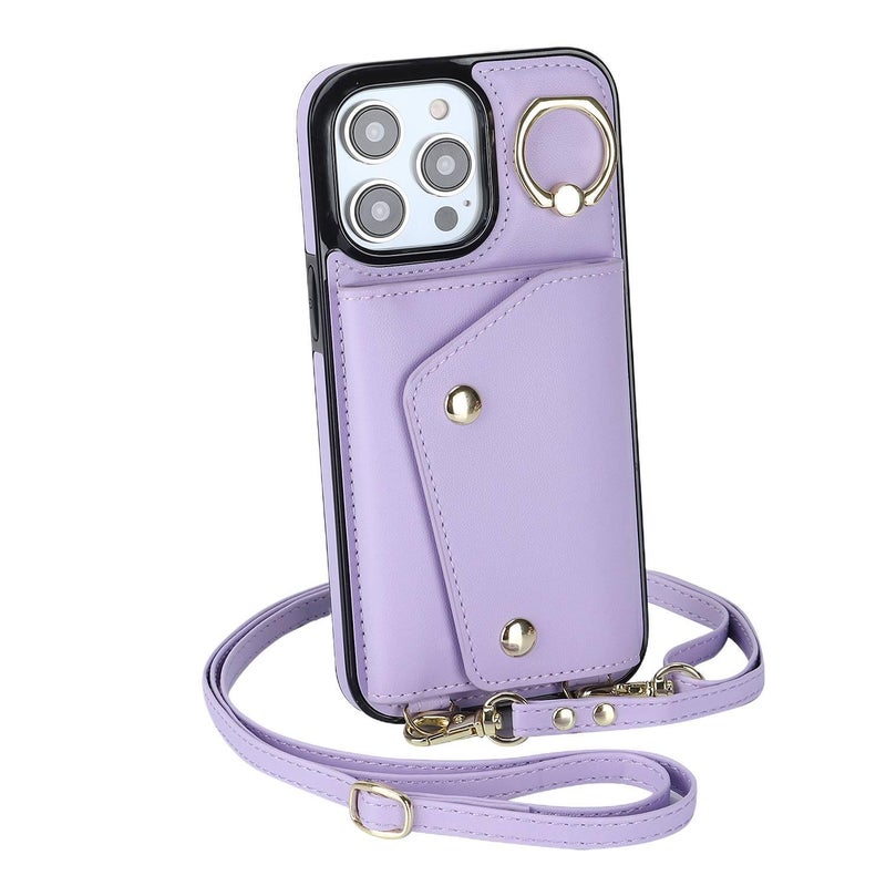 Protective Case | Purple | TPU | Card Holder | Kickstand | Cover for iPhone 15 / 15 Plus / 15 Pro / 15 Pro Max - Image 1