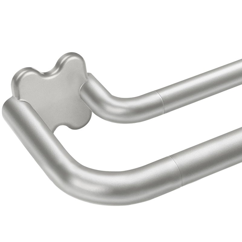USFOOK Antique Silver Double Curtain Rods for Windows, USFOOK Blackout Wrap Around Curtain Rods 32 to 58 Inch, 6/8 Inch Room Darkening Dual Rod Set, Decorative Drapery Poles for Home - Image 1