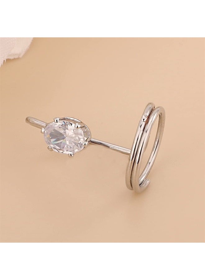 Rumtock Vintage Crystal Nail Protecting Silver Ring Nail Art Ladies Jewelry Finger Tip Manicure Ring for Women Girls