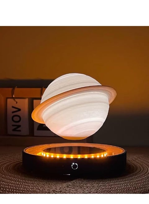 3D Floating Saturn Lamp Magnetic Night Light with Floating and Rotating Technology Realistic Planet Design with Luminous Rings Modern Home Office Decor Luxury Gift for Space Lovers and Relaxing Atmosphere