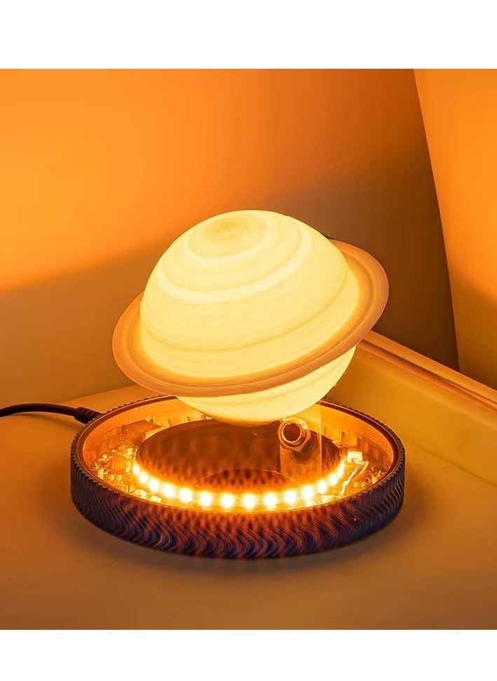 3D Floating Saturn Lamp Magnetic Night Light with Floating and Rotating Technology Realistic Planet Design with Luminous Rings Modern Home Office Decor Luxury Gift for Space Lovers and Relaxing Atmosphere