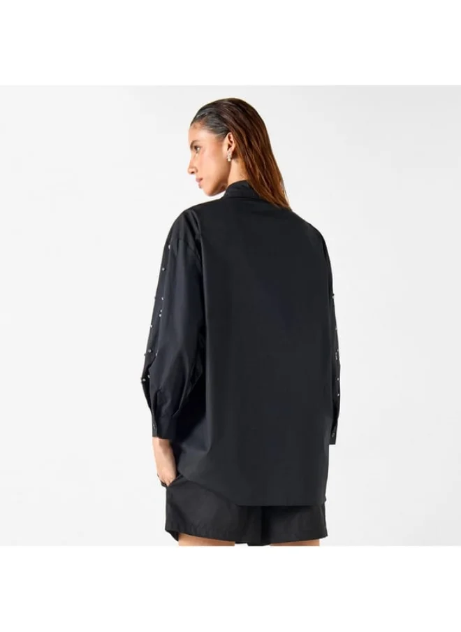 2Xtremz 2Xtremz All-Over Embellished Shirt with Long Sleeves