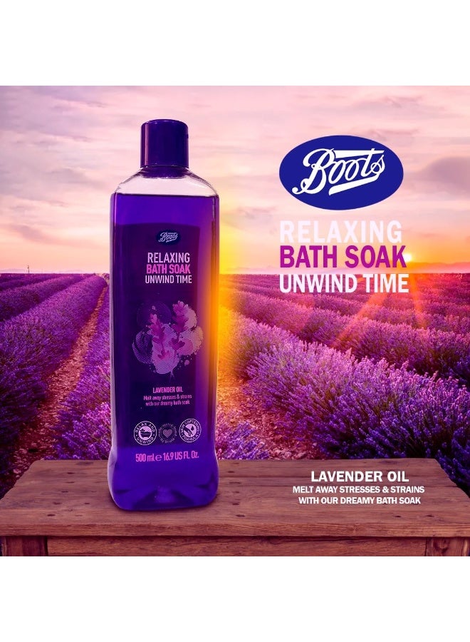 Boots Relaxing Bath Soak Unwind Time Lavender 500ml - Image 3