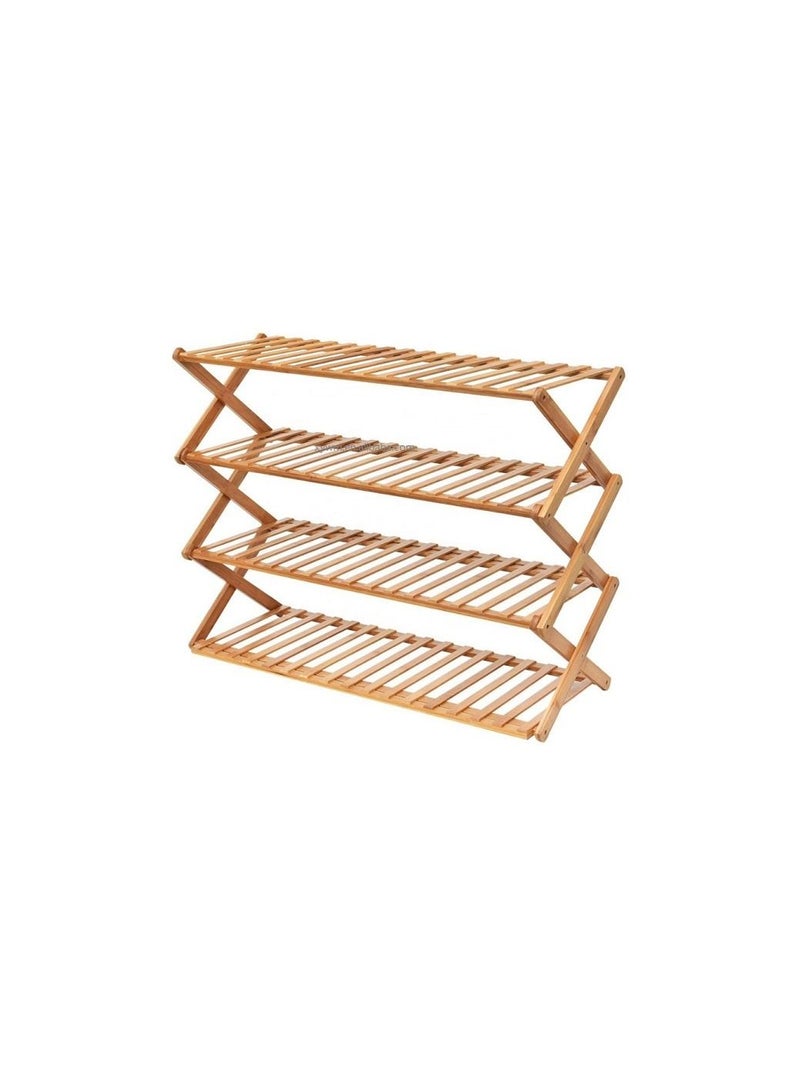 4-Tier Foldable Shoe Rack Brown - Image 1