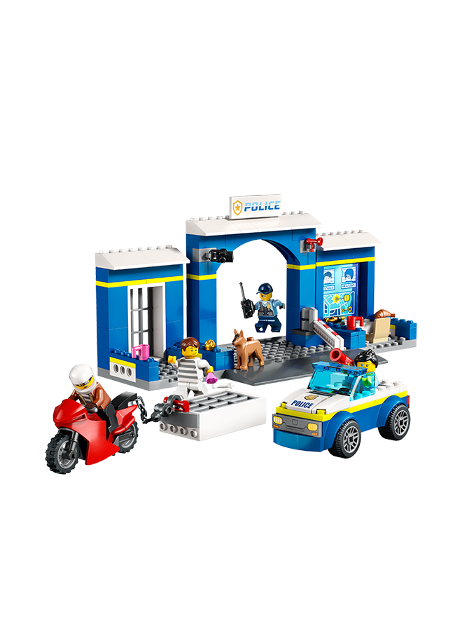 ليغو City Police Station Chase 60370 Building Toy Set; Includes A Jail With Breakout Function, Patrol Car And A Crook’S Motorbike, Plus 4 Minifigures And A Dog Figure; Fun Gift For Kids Aged 4+ (172 Pieces)