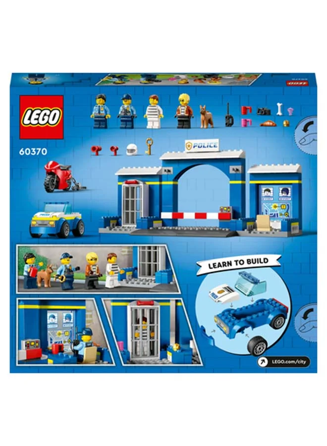 ليغو City Police Station Chase 60370 Building Toy Set; Includes A Jail With Breakout Function, Patrol Car And A Crook’S Motorbike, Plus 4 Minifigures And A Dog Figure; Fun Gift For Kids Aged 4+ (172 Pieces)