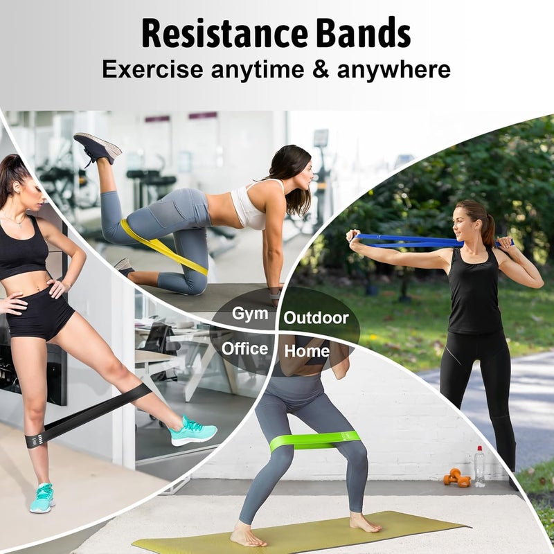 RHYNOFIT Resistance Bands for Working Out, Set with 5 Resistance Levels, Multi-Colored Workout Bands for Indoor and Outdoor Fitness, Leg Strength Training, Rehab, Yoga - Image 2