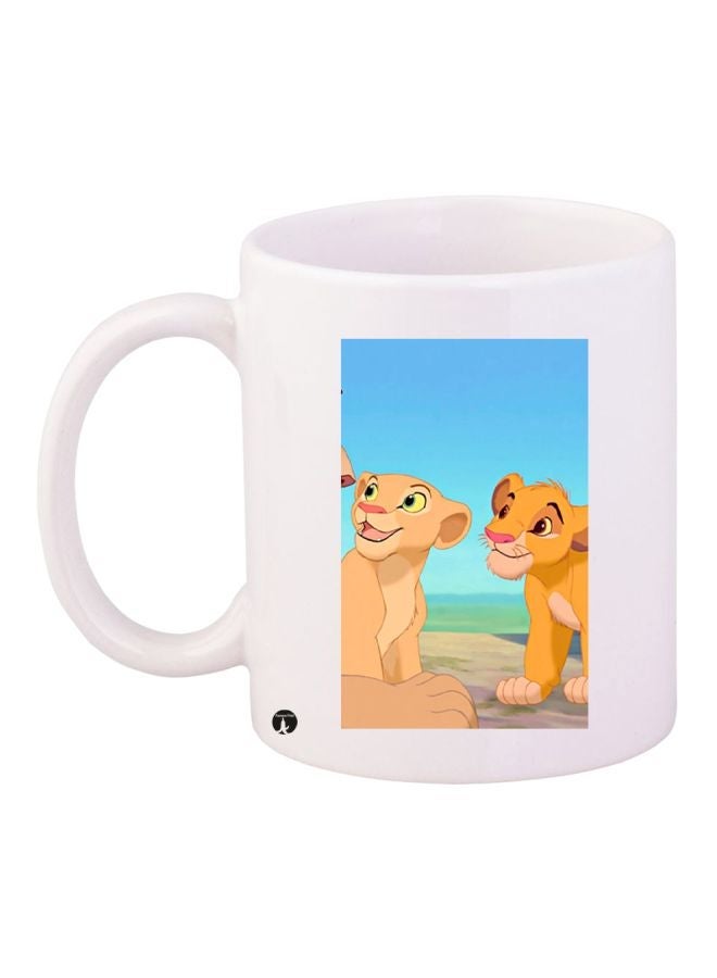 RYN Lion King Printed Coffee Mug White/Blue/Brown 11ounce