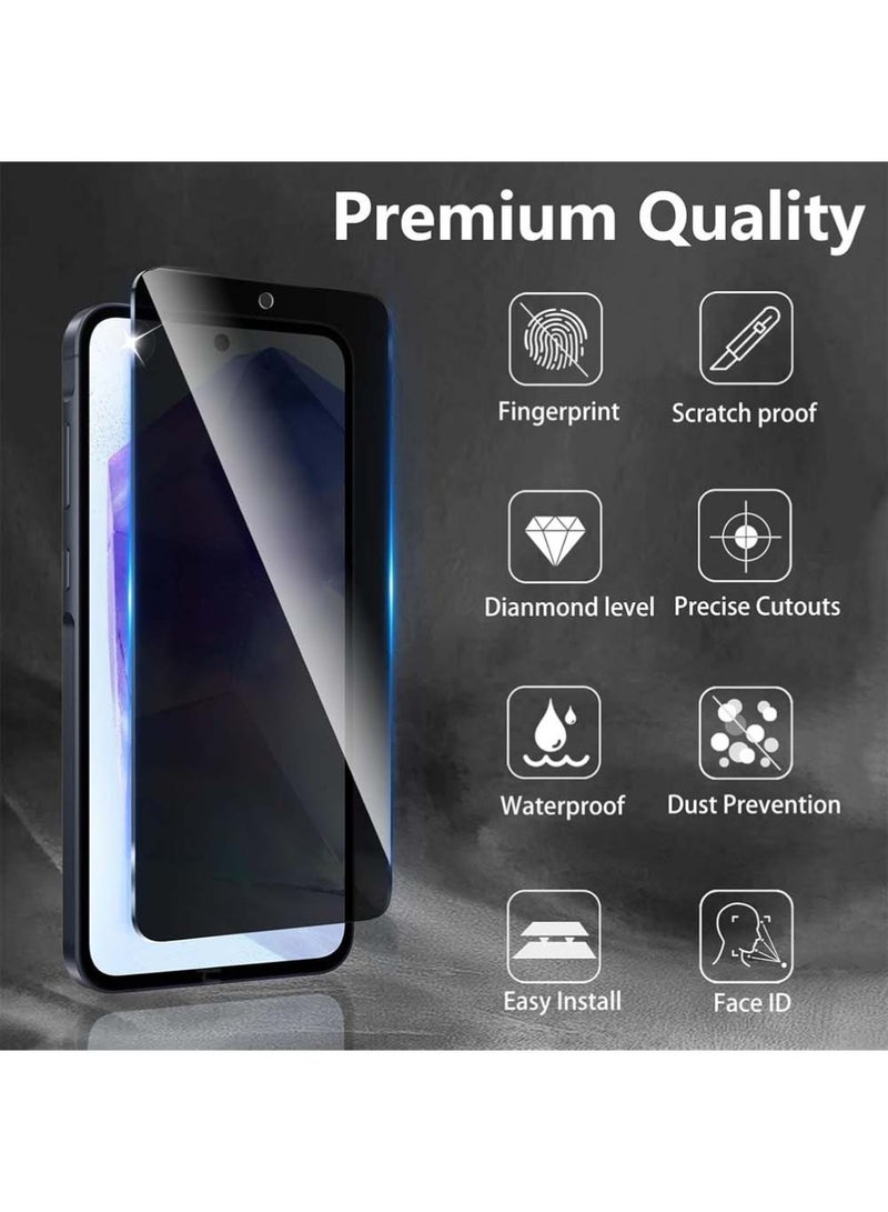 3+3 Pack Samsung Galaxy A55 Privacy Screen Protector Designed With Camera Lens Protector,Full Coverage Anti-Spy Tempered Glass Film,9H Hardness,Bubble Free,Easy to Install - Image 3