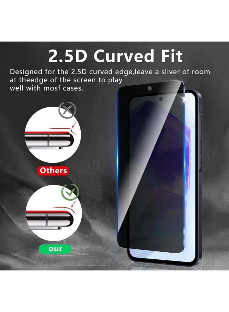 3+3 Pack Samsung Galaxy A55 Privacy Screen Protector Designed With Camera Lens Protector,Full Coverage Anti-Spy Tempered Glass Film,9H Hardness,Bubble Free,Easy to Install - Image 2