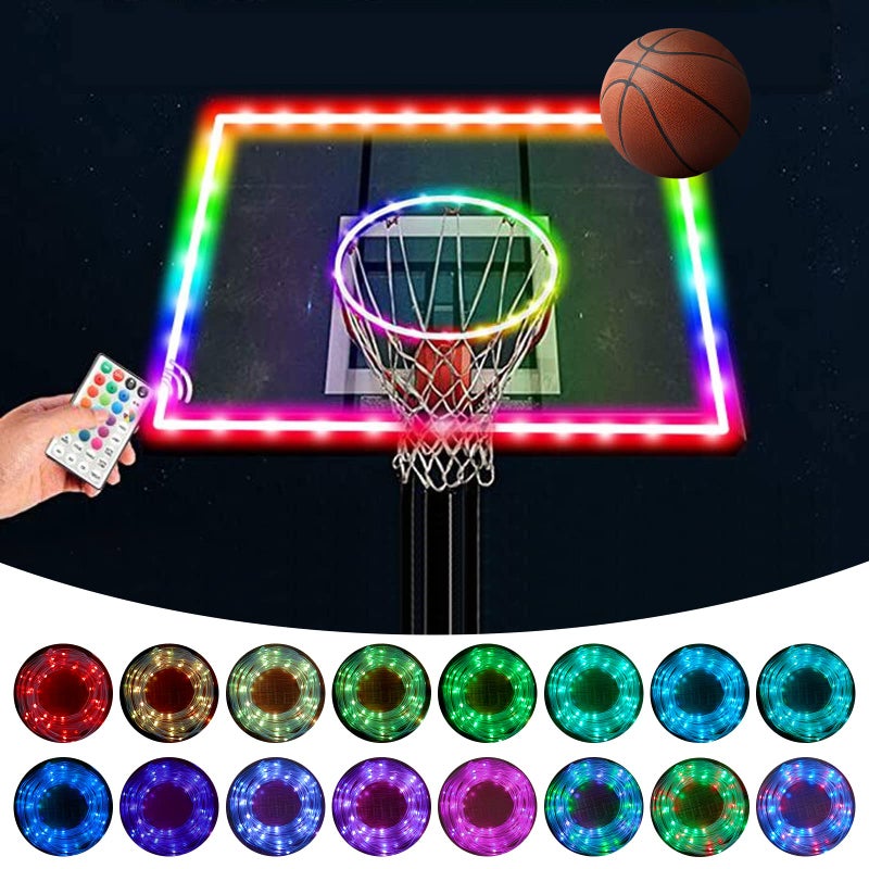 Green Bean LED Basketball Hoop Light Rim and Backboard Remote Control Basketball Rim Light with 16 Colors 7 Flashing Mode for Playing Basketball in The Dark Rim and Backboard not Included - Image 2