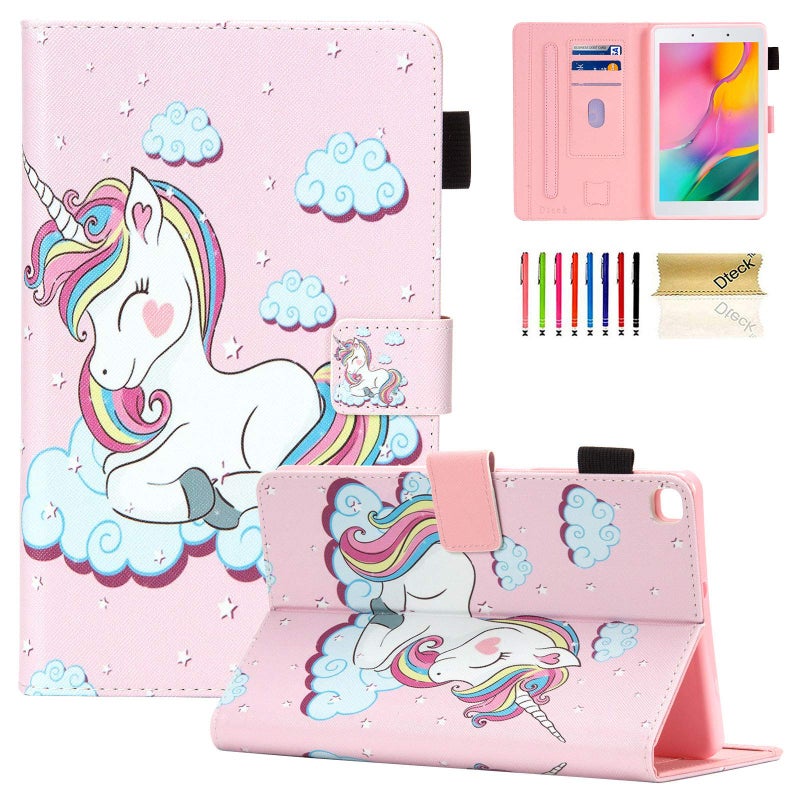 Dteck Galaxy Tab A 8.0 inch 2019 Case T290 T295, Dteck PU Leather Multi-Angle Viewing Full Body Protection Case for Samsung Galaxy A 8.0 2019 Without S Pen Model SM-T290 (Wi-Fi) SM-T295 (LTE), Pink Unicorn - Image 1
