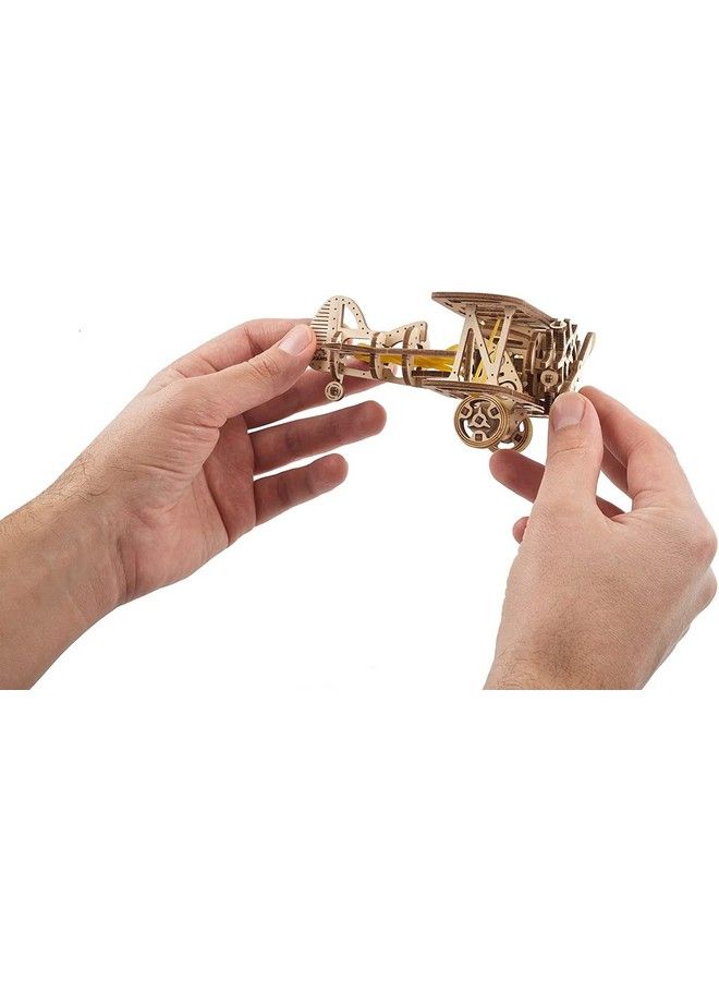 UGEARS طائرة ثنائية السطح مصغرة 3D نموذج خشبي ميكانيكي طقم طائرة للبالغين 3D لغز طائرة لعبة مع محرك مطاطي DIY لغز ذهني مجموعة بناء للأطفال - Image 4