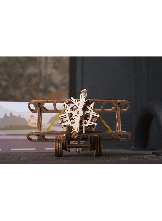 UGEARS طائرة ثنائية السطح مصغرة 3D نموذج خشبي ميكانيكي طقم طائرة للبالغين 3D لغز طائرة لعبة مع محرك مطاطي DIY لغز ذهني مجموعة بناء للأطفال - Image 5