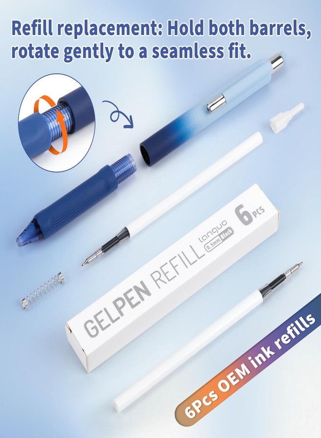 Joyask Gel Pens, 0.5mm Quick Dry Black Ink Pens Fine Point Smooth Writing Pens, 2-in-1 Stylus Retractable Gel Pen with Stylus tip, Cute Office School Supplies Gifts for Women Men (6 gel pens + 6 refills) - Image 5