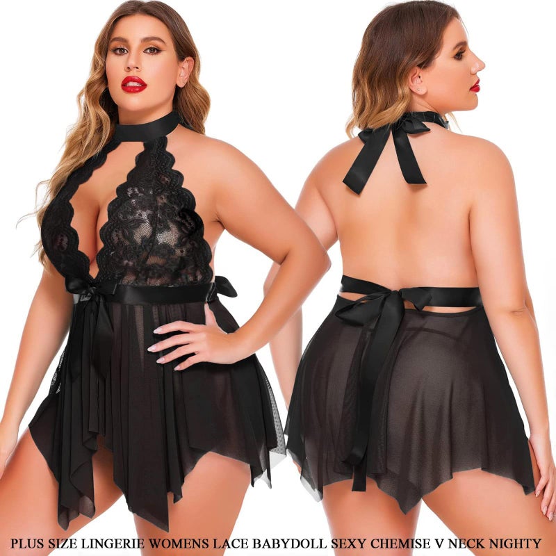 Avidlove Plus Size Lace Babydoll Womens Lingerie High Waist Chemise Sleepwear Wedding Nightwear - Image 5
