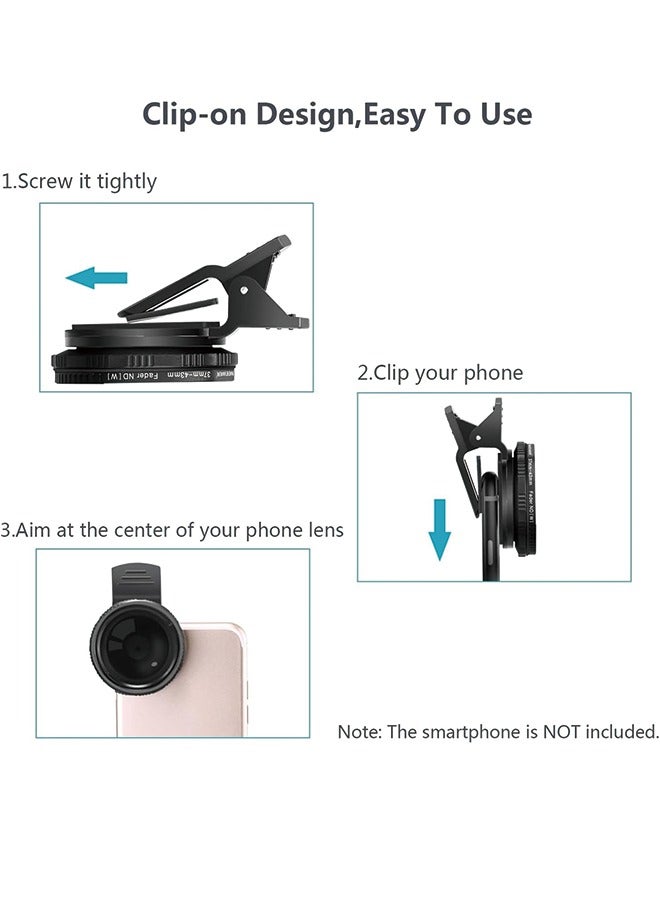 Neewer NEEWER 37mm Clip On ND2-ND400 Phone Lens ND Filter Kit: Adjustable Neutral Density Filter with Phone Clip Compatible with iPhone 14/14Pro/14Pro Max Samsung Android Smartphones iPad and More  - Image 3