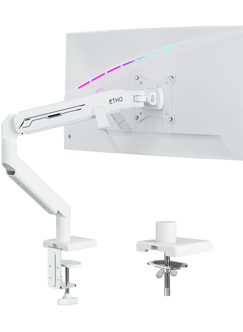 ETHU Monitor Arm, Heavy Duty Monitor Desk Mount with Gas Spring, Fits 17-40 inch Screens, Holds 2-14KG, Full Motion Adjustable Monitor Stand for Office & Home, VESA 75x75/100x100, Pure White - Image 1