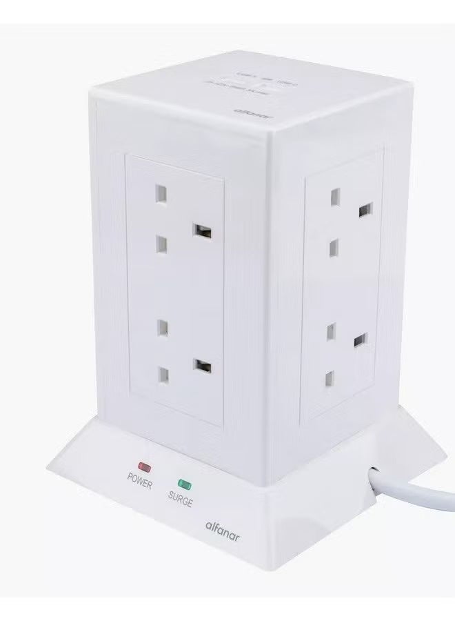 الفنار توصيلة عمودية من ألفنار – 8 مخارج كهربائية مع منفذين USB – طول 3 متر – 13A - Image 2
